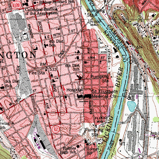 Topographic Map of Sixth District Elementary School, KY