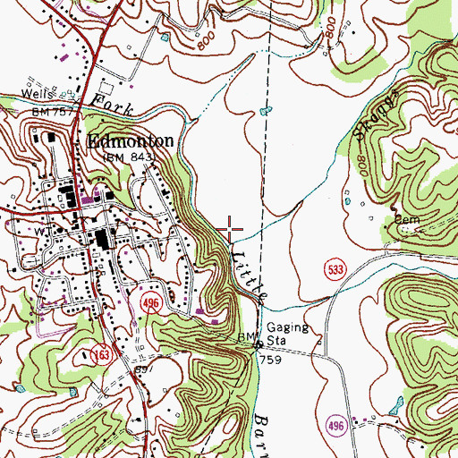 Topographic Map of Skaggs Branch, KY