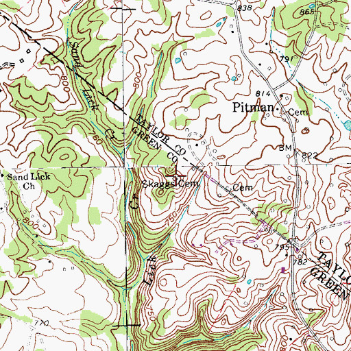 Topographic Map of Skaggs Cemetery, KY
