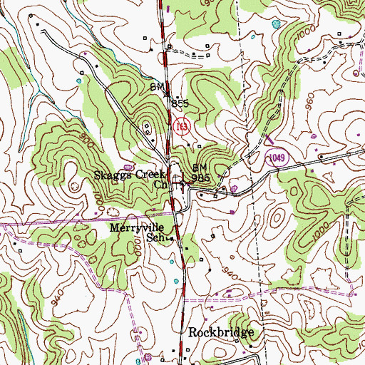 Topographic Map of Skaggs Creek Church, KY