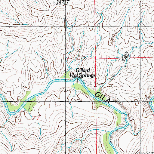 Topographic Map of Gillard Hot Springs, AZ