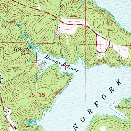 Topographic Map of Howard Cove, AR