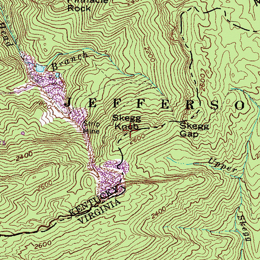 Topographic Map of Skegg Knob, KY