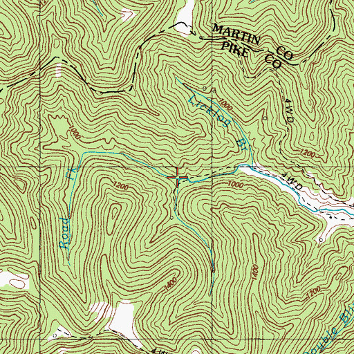 Topographic Map of Skinned Chestnut Branch, KY