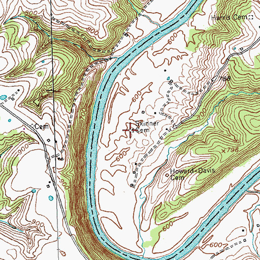 Topographic Map of Skinner Cemetery, KY