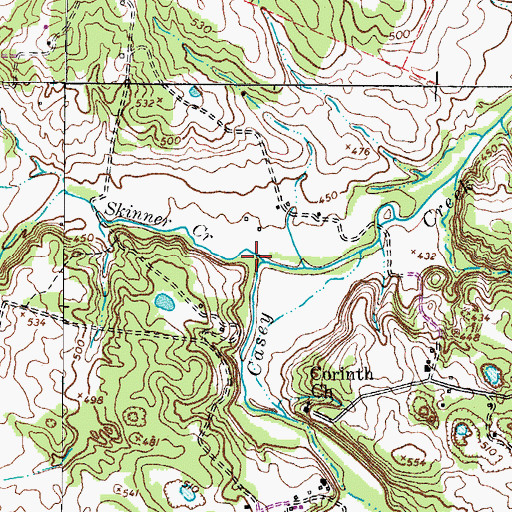 Topographic Map of Skinner Creek, KY