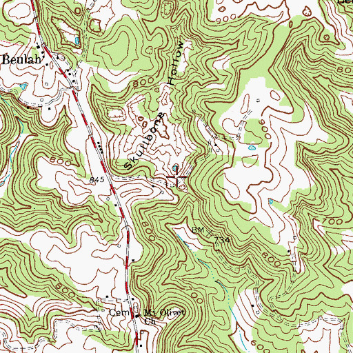 Topographic Map of Skullbone Hollow, KY
