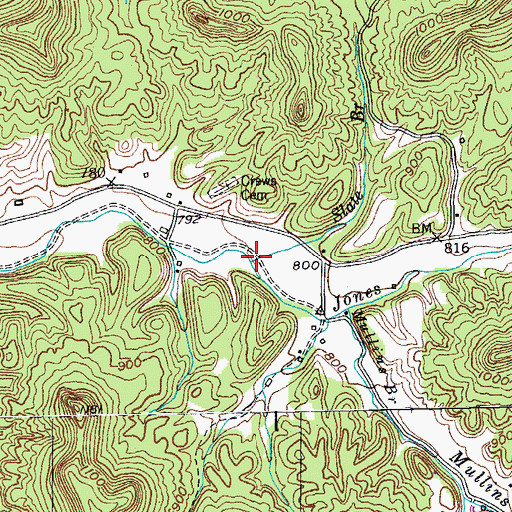 Topographic Map of Slate Branch, KY
