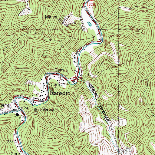 Topographic Map of Slate Branch, KY