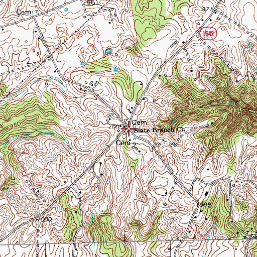 Topographic Map of Slate Branch Church, KY