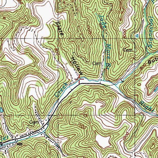 Topographic Map of Slate Hollow, KY