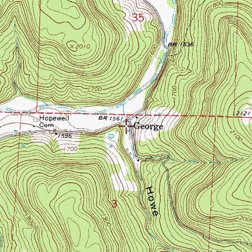 Topographic Map of Howe Hollow, AR