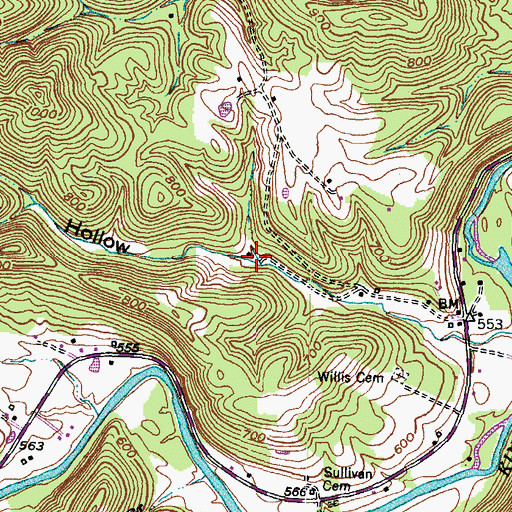 Topographic Map of Slate Hollow, KY