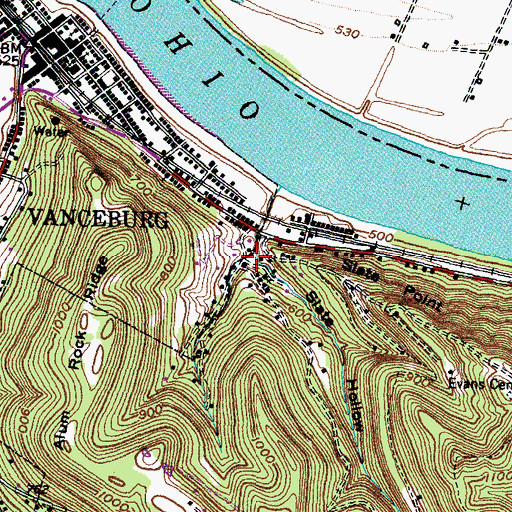 Topographic Map of Slate Hollow, KY