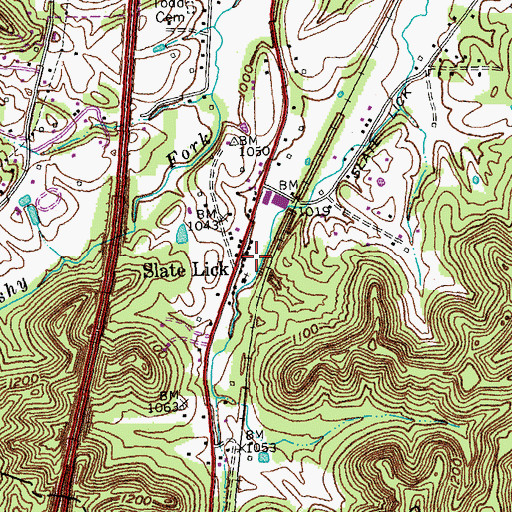 Topographic Map of Slate Lick, KY