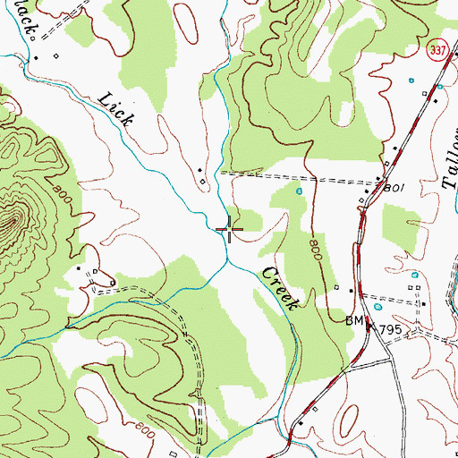 Topographic Map of Slate Lick Branch, KY