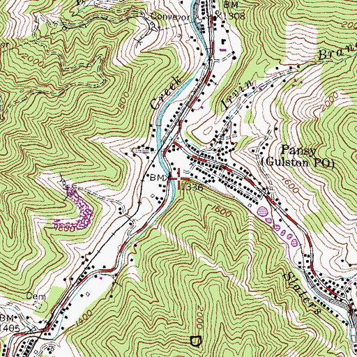 Topographic Map of Slaters Fork, KY