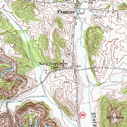Topographic Map of Slaty Creek Cemetery, KY