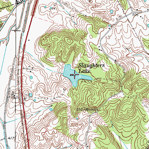 Topographic Map of Slaughters Lake, KY