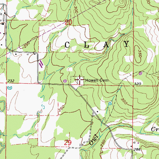Topographic Map of Howell Cemetery, AR