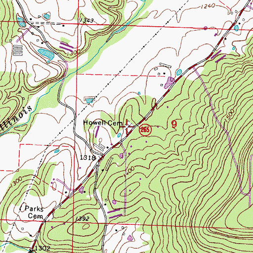 Topographic Map of Howell Cemetery, AR