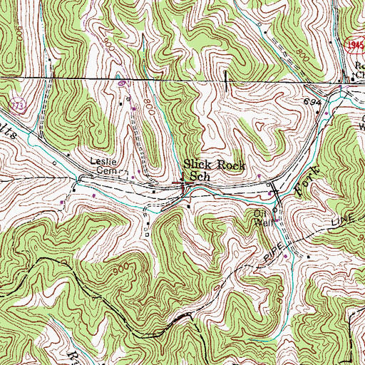 Topographic Map of Slick Rock School, KY