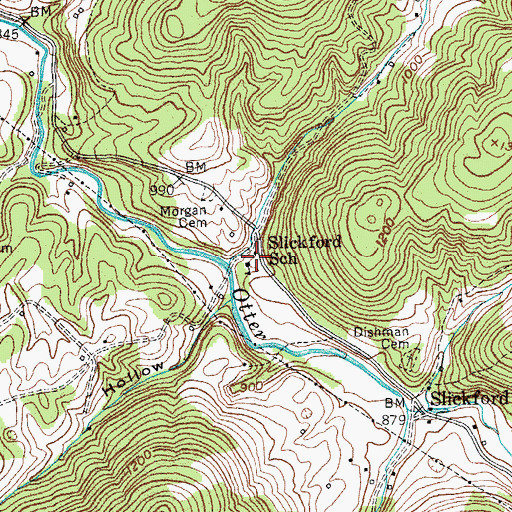 Topographic Map of Slickford School, KY
