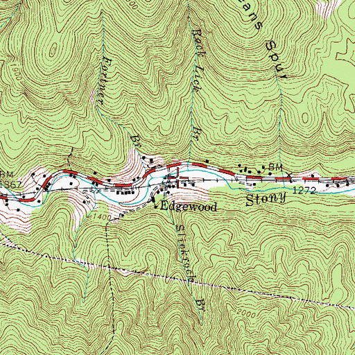 Topographic Map of Slickrock Branch, KY