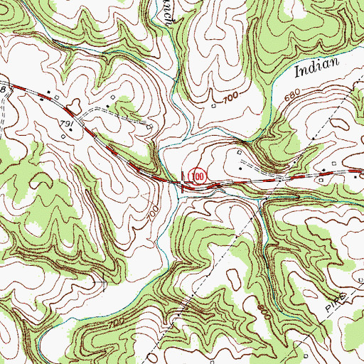 Topographic Map of Slickrock Branch, KY