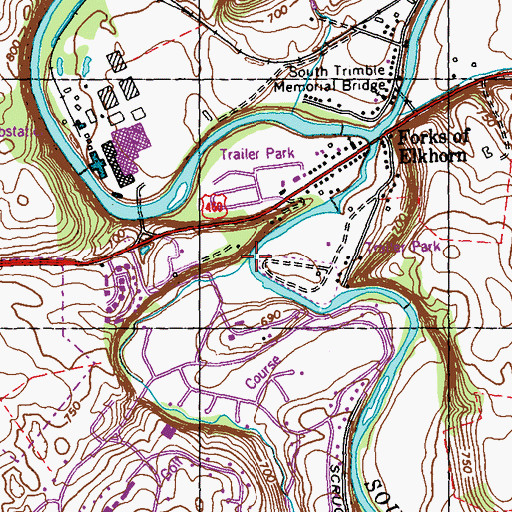 Topographic Map of Slickway Branch, KY