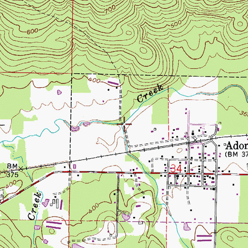 Topographic Map of Howell Creek, AR