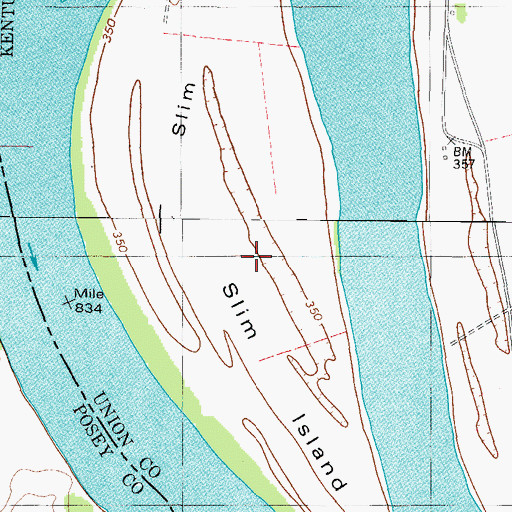 Topographic Map of Slim Island, KY