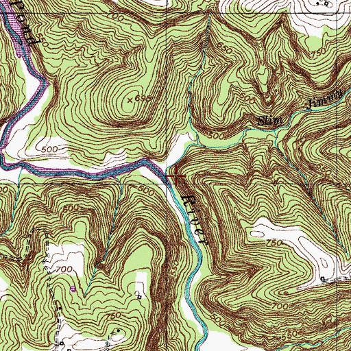 Topographic Map of Slim Jimmy Branch, KY