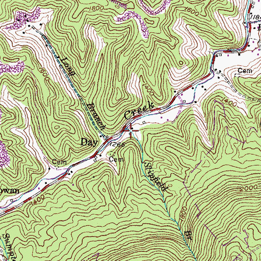 Topographic Map of Slipfield Branch, KY