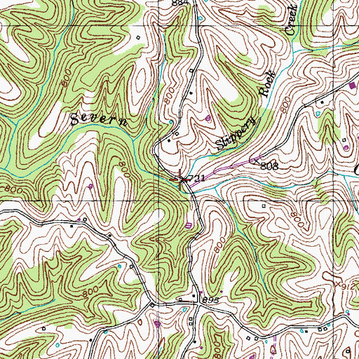 Topographic Map of Slippery Rock Creek, KY