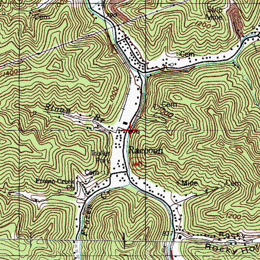 Topographic Map of Sloan Branch, KY