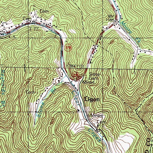 Topographic Map of Slone Branch, KY