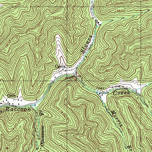 Topographic Map of Slones Branch, KY
