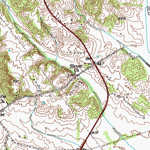 Topographic Map of Slover Church, KY