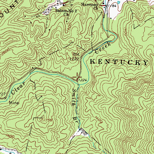 Topographic Map of Smith Branch, KY
