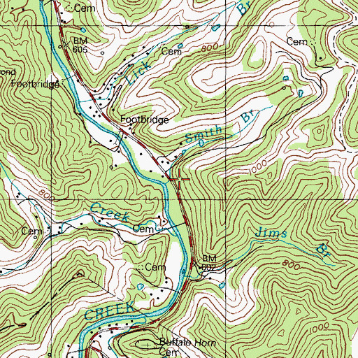 Topographic Map of Smith Branch, KY