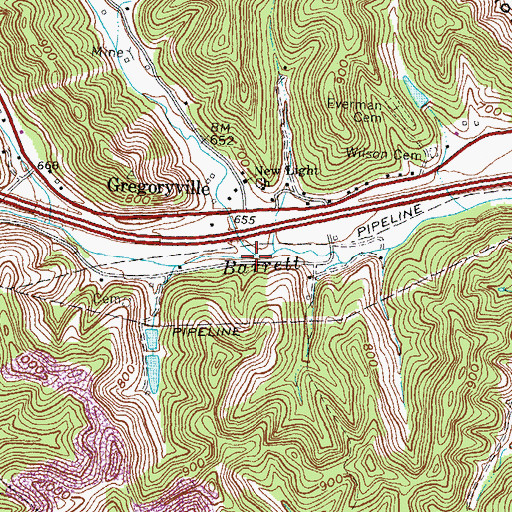 Topographic Map of Smith Branch, KY