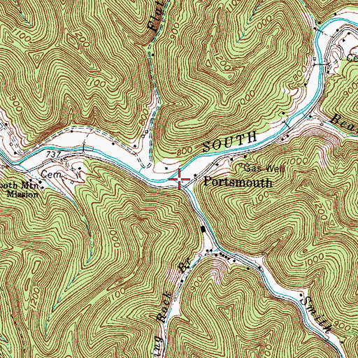 Topographic Map of Smith Branch, KY