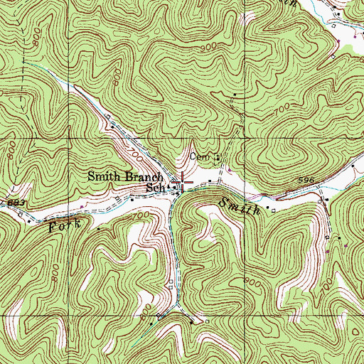 Topographic Map of Smith Branch School, KY