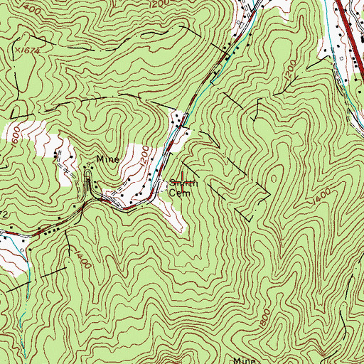 Topographic Map of Smith Cemetery, KY