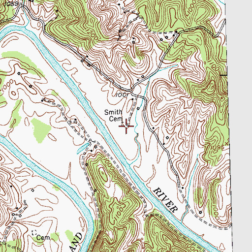 Topographic Map of Smith Cemetery, KY