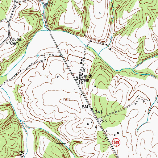 Topographic Map of Smith Cemetery, KY