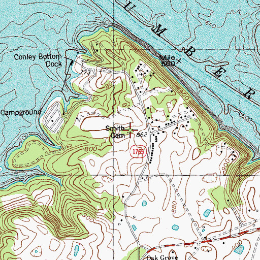 Topographic Map of Smith Cemetery, KY