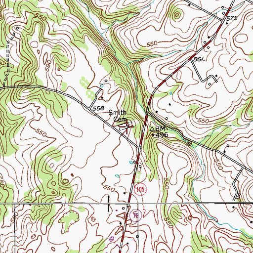 Topographic Map of Smith Cemetery, KY