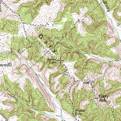 Topographic Map of Smith Cemetery, KY